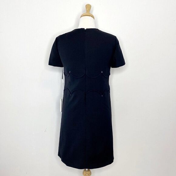 NEW Valentino Scalloped Silk Wool Shift Dress - Picture 3 of 10